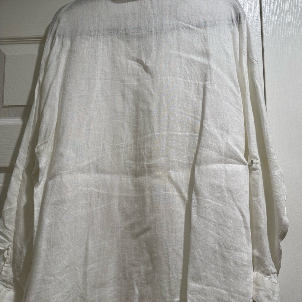 Classic White 100% Linen Women’s Shirt - Picture 3 of 4